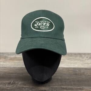 Vintage Logo 7 New York Jets NFL Football Green White Strapback Baseball Cap Hat